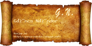 Gáncs Nándor névjegykártya